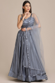 Steel Grey Satin Lehenga