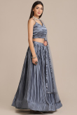 Steel Grey Satin Lehenga