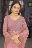 Step Out in Style Light Pink Net Dori Embroidered Saree 