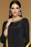 Stone Embroidered Silk Black Wedding Sharara Suit