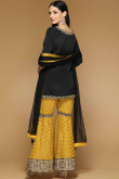 Stone Embroidered Silk Black Wedding Sharara Suit