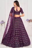 Sequins Work Dark Purple Lehenga in Georgette for Party 