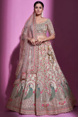 Stone Embroidered Net Cream Beige Lehenga