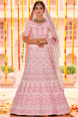 Stone Work Embroidered Crepe Light Pink Lehenga