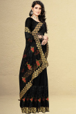 Stone Embroidered Net Black Saree