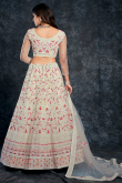 Stone Work Embroidered Net Creamy Pink Lehenga
