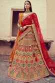 Stone Work Embroidered Silk Red Lehenga Blouse