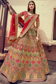 Stone Work Embroidered Silk Red Lehenga Blouse