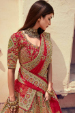 Stone Work Embroidered Silk Red Lehenga Blouse