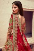 Stone Work Embroidered Silk Red Lehenga Blouse