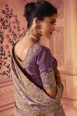 StoneEmbroidered Chinnon Mauve Taupe Saree