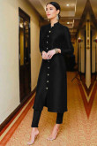 Taffeta Silk Cigarette Pant Suit In Black Colour for Eid