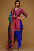 Taffeta Silk Ruby Pink Festive Wear Patiala Suit for Eid