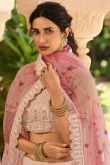 Taffy Pink Crepe Embroidered Wedding Lehenga