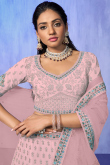 Taffy Pink Georgette Embroidered Lehenga For Bridesmaid 