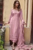 Taffy Pink Georgette Straight Cut Trouser Suit