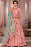 Taffy Pink Raw Silk A-Line Bridesmaid Lehenga