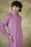 Taffy Pink Viscose Embroidered Straight Cut Men's Kurta Pajama 