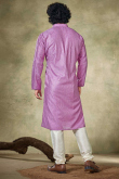 Taffy Pink Viscose Embroidered Straight Cut Men's Kurta Pajama 
