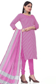 Taffy Pink Weaved Thread Cotton Straight Cut Churidar Suit 