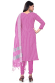 Taffy Pink Weaved Thread Cotton Straight Cut Churidar Suit 