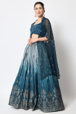 Teal Blue Chinnon Fancy Lehenga