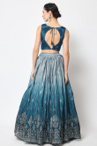 Teal Blue Chinnon Fancy Lehenga