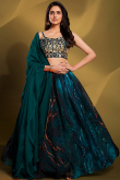 Teal Blue Embroidered Wedding Wear Lehenga 