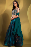 Teal Blue Embroidered Wedding Wear Lehenga 