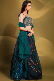 Teal Blue Embroidered Wedding Wear Lehenga 