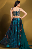 Teal Blue Embroidered Wedding Wear Lehenga 