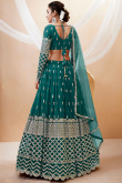 Teal Blue Georgette Zari Embroidered Lehenga 