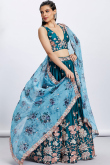 Teal Blue Sequins Embroidered Satin Party Waer Lehenga 