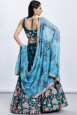 Teal Blue Sequins Embroidered Satin Party Waer Lehenga 