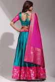 Teal Blue Silk Weaved A Line Lehenga