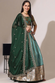 Teal Blue Silk Woven Zari A Line Lehenga 