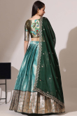 Teal Blue Silk Woven Zari A Line Lehenga 