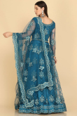 Teal Blue Stone Embellished Net Panelled Style Lehenga 