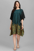 Teal Green Crepe Printed Indo Western Kaftan Kurti