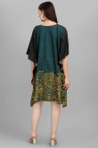 Teal Green Crepe Printed Indo Western Kaftan Kurti