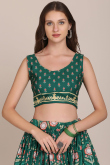 Teal Green Crepe Printed Lehenga