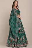 Teal Green Crepe Printed Lehenga