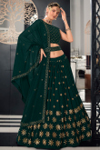 Sequins Work Party Wear Lehenga in Teal Green Georgette
