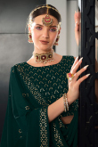 Sequins Work Party Wear Lehenga in Teal Green Georgette