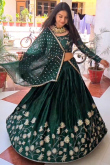 Teal Green Georgette Floor Length Lehenga