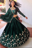 Teal Green Georgette Floor Length Lehenga