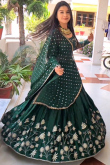 Teal Green Georgette Floor Length Lehenga