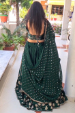 Teal Green Georgette Floor Length Lehenga