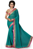 Teal Green Traditional Georgette Saree for Party 