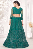 Teal Green Net A Line Wedding Wear Lehenga